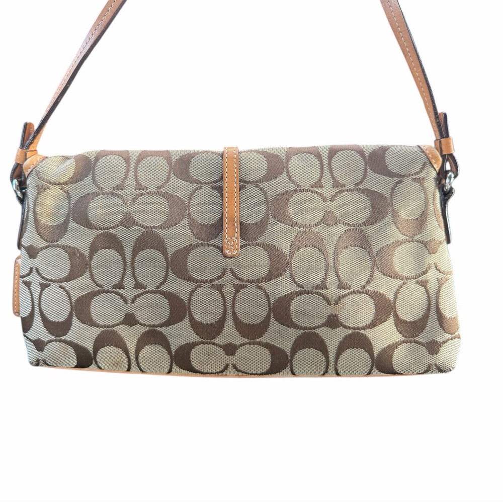Vintage Coach Tan and Brown Signature Shoulder Bag. - Picture 2 of 7